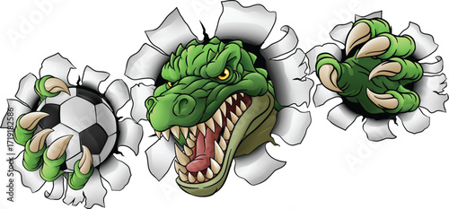 A crocodile, dinosaur or alligator lizard soccer football sports mascot