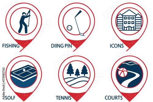 A vibrant set of vector map markers, web icons, and location pins for internet and business design