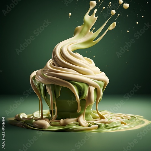 Creamy Matcha Swirl A Delicious 3D Render