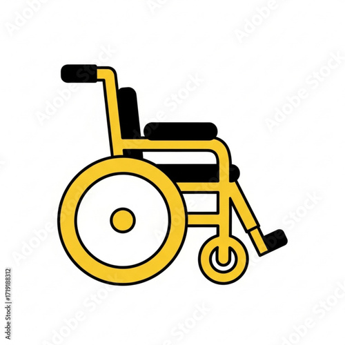 Vector art of yellow wheelchair, symbolizing accessibility and mobility aid