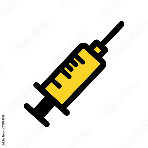 Vector art of yellow syringe icon, representing medical treatment and vaccination