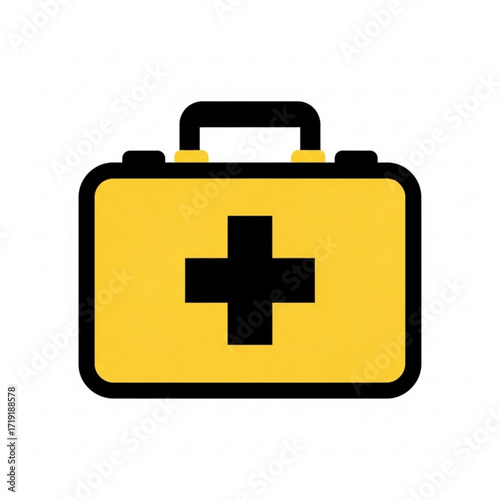 Vector art of first aid kit with a black cross symbol