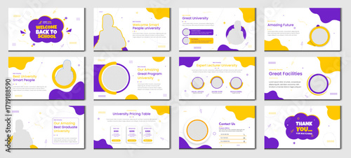 School powerpoint presentation slide template design and pitch deck slide template
