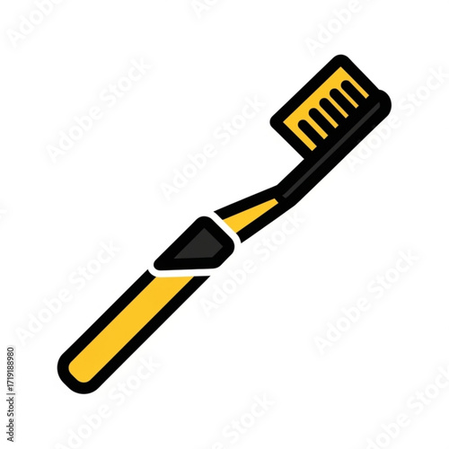 Vector art of a modern yellow and black toothbrush isolated on a, representing dental hygiene