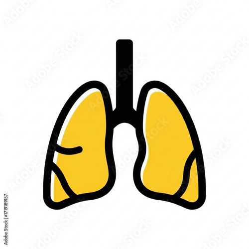 Vector art of stylized yellow lungs icon