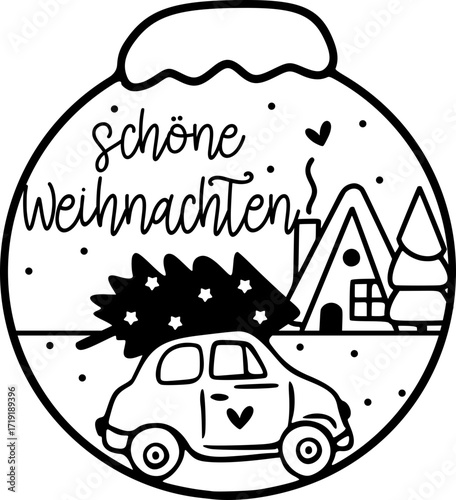 Schöne Weihnachten. Weihnachtstypograpfie deutsch. Weihnachten Vektor Illustration für Karte, Hintergrund, Banner.