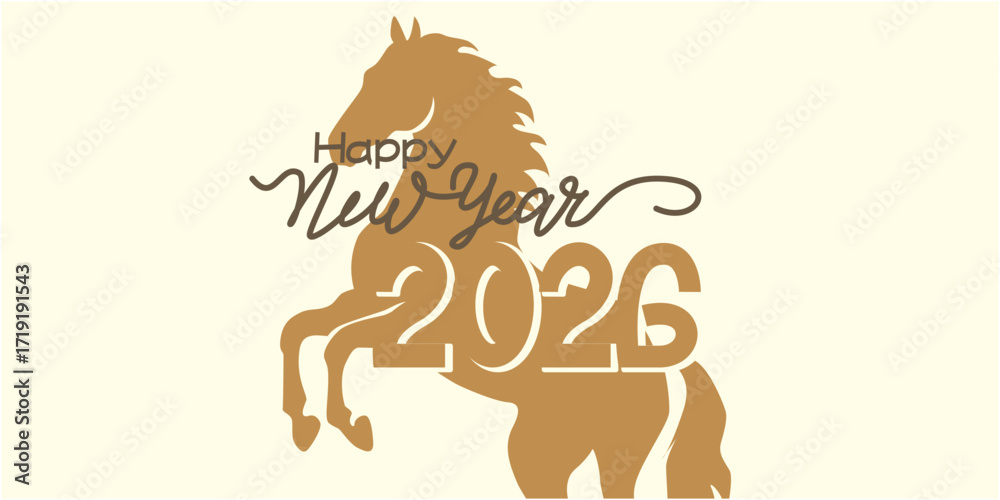 custom made wallpaper toronto digitalHappy new year 2026 illustration. New year illustration decoration with 2026 zodiac. The Horse year celebration banner. Vector illustration.