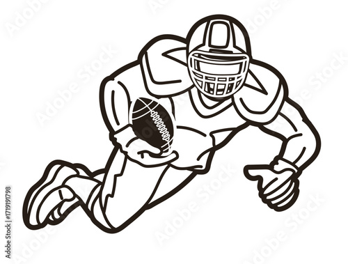 American Football Player Jumping Action Sport Graphic Vector