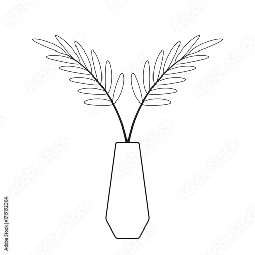 line plant in clay potted cartoon cute design