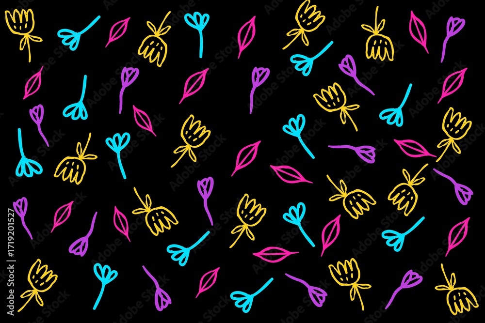 Obraz premium seamless pattern with flowers, leaves background 