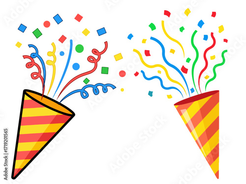 Party popper cone vector with confetti
