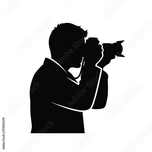 Vector art of silhouette of a photographer taking a picture