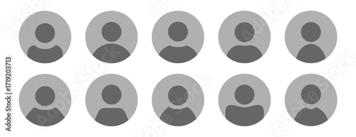 Set of placeholder headshot avatar, user profile vector icons