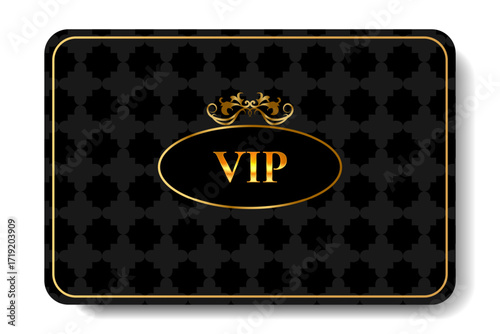 Gold luxury premium VIP card with a pattern. Card for club members, casino, invitation. Vector illustration