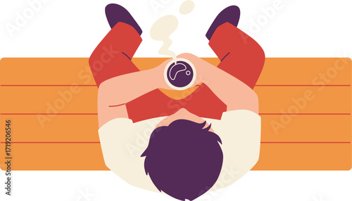 Person Holding Coffee Cup From Above Illustration