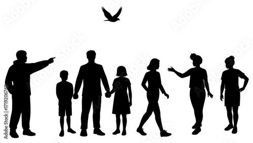 Family Silhouette with Children – Togetherness and Parenting Concept
