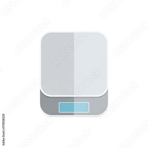 Digital bathroom scale with a gray and white body and a blue LCD display on a clean white background.
