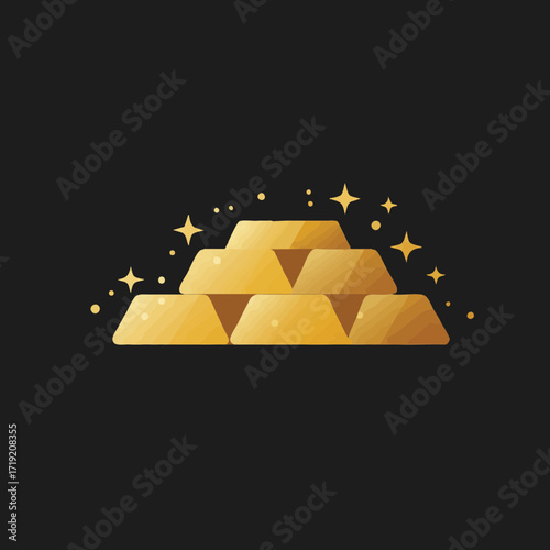 A gleaming stack of precious gold bars, sparkling with prosperity and value, representing financial success, investment, and economic security.