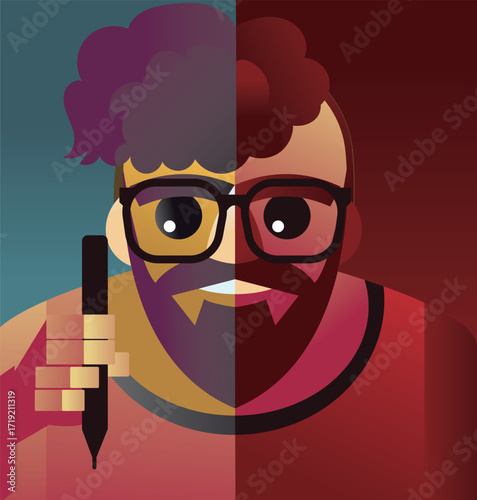 graphic designer man with digital pen