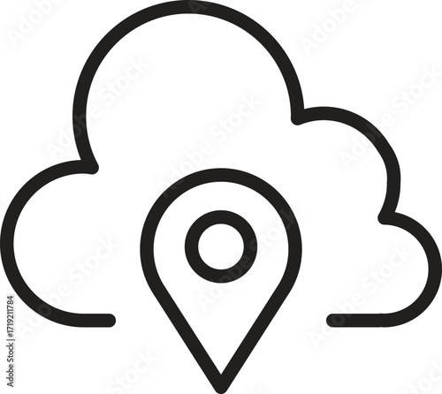 location, map, address icon. Cloud computing concept with location marker illustration.