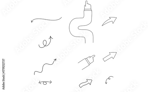 Arrow and Pointer Hand Gesture Icons Set Illustration