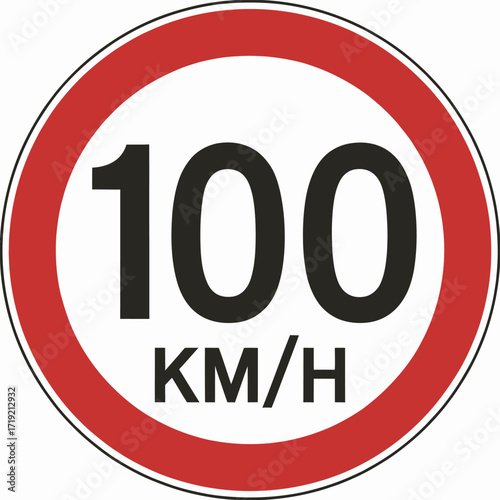 Scalable vector illustration of a 100 km/h speed limit traffic sign icon in eps format silhouette vector illustration white background