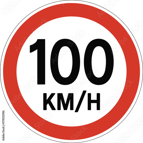Scalable vector eps icon of a 100 km/h speed limit traffic sign illustration silhouette vector illustration white background