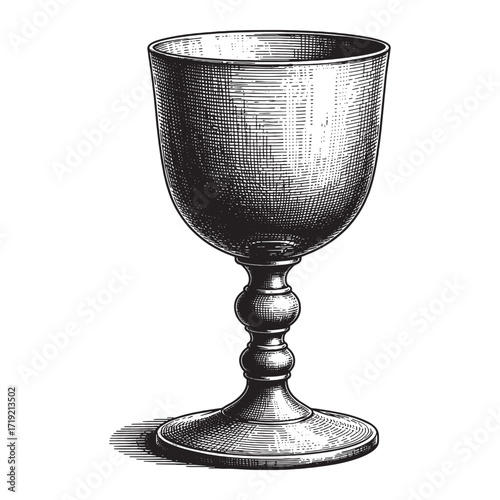 vintage goblet engraving vector style