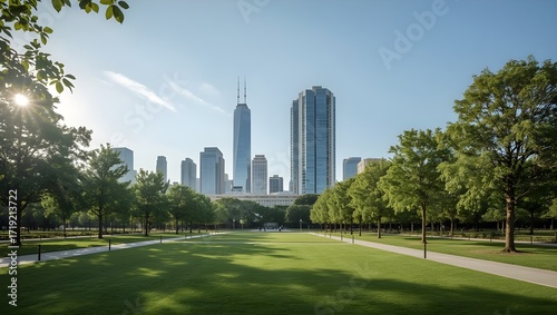 Park with Skyscrapers View