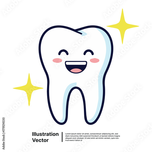 Cute Smiling Tooth Illustration Perfect for Dental Health, Whitening, and Oral Care Campaigns