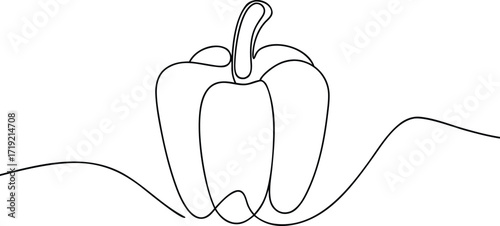 Single line drawing of a bell pepper paprika capsicum