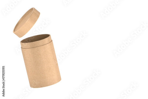 Kraft paper tube on white background. Isolated 3D illustration