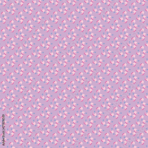 Whimsical Pink and Purple Floral Seamless Pattern