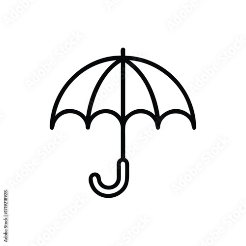 Umbrella Icon, Rain Protection Symbol, Weather Umbrella, Folded Umbrella Graphic, Open Umbrella Illustration