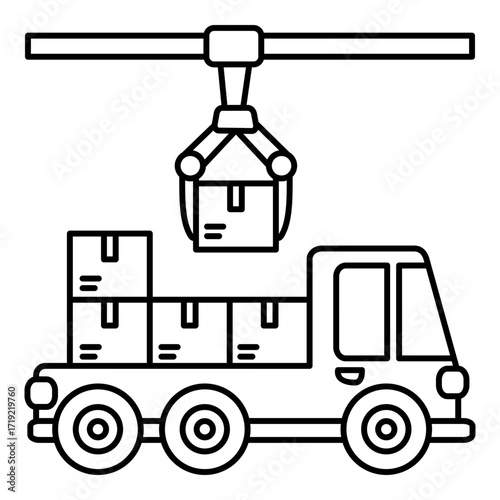 Automated Shipping and Transport Logistics Line Vector. Representing the Automation of Logistics, Efficient Freight Handling, and the Future of Supply Chain and Transport Operations.