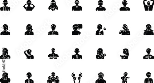  Core value, leadership icon set. Vector glyph pictograms of business vision, ethics, motivation concept, trust, teamwork, growth, innovation, integrity black silhouette illustration
