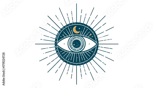 Mystical All Seeing Eye with Rays Illustration