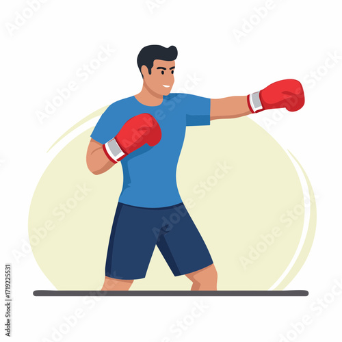 Boxer Man Punching Fitness Workout Exercise
