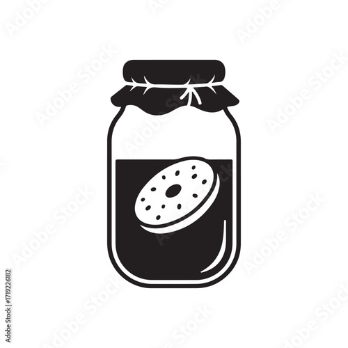 Kombucha Fermentation Jar Silhouette Vector Icon