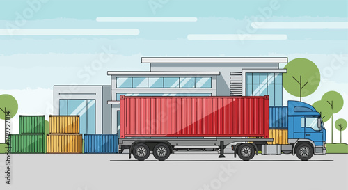 Logistics Operations at a Warehouse with Shipping Containers