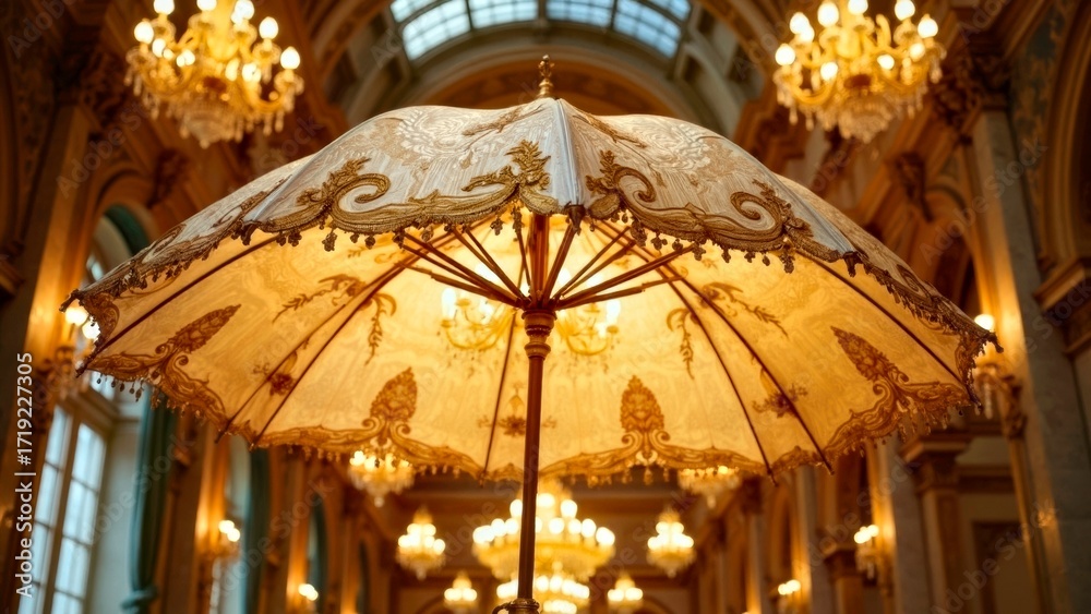 Obraz premium Art Exhibition of Golden Umbrella