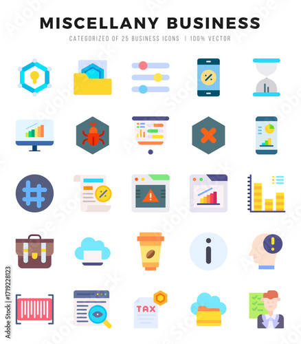 Miscellany Business. Flat icons Pack. vector illustration.