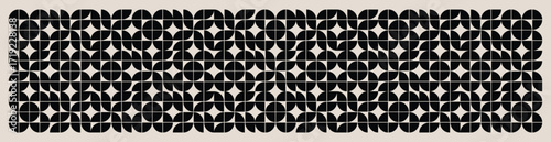 Seamless floral geometric vector pattern in black and white. Graphical illustration for a unique wall decor, textiles and interior design.