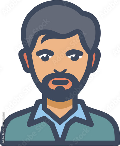 A man with a beard poses beside a beard icon, emphasizing his distinctive facial hair.