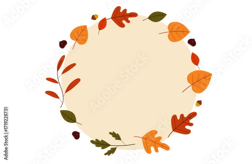 grafica, sfondo, autunno, foglie secche,, cerchio