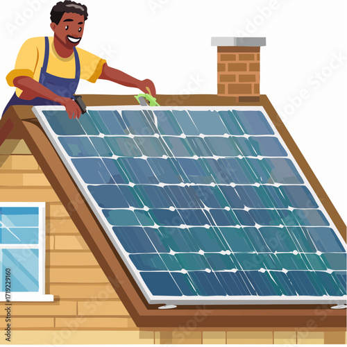 Solar Panel Installation A Technician Working on a Rooftop for Clean Energy