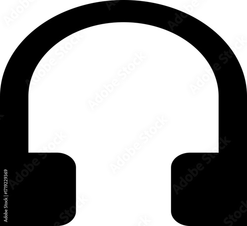 Headphone headset earphone icon in black flat style, audio music listening device symbol, call center customer support mic pack, modern minimal outline design