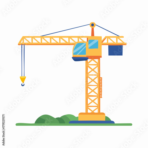 Flat illustration tower crane isolated on white background