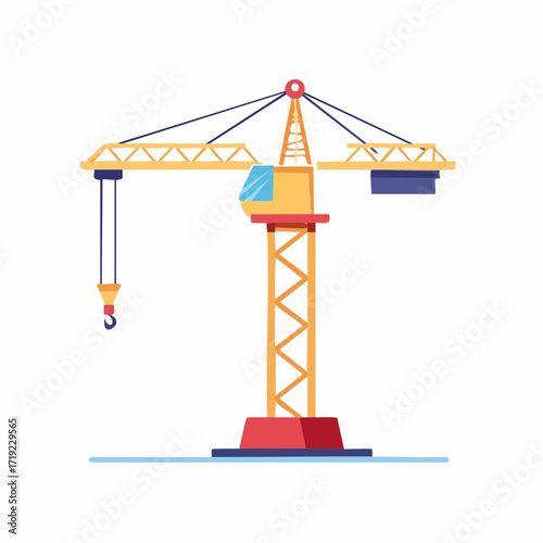 Flat illustration tower crane isolated on white background