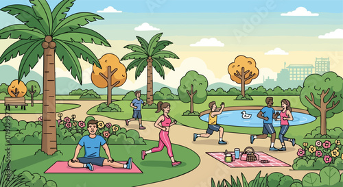 People Exercising and Relaxing in a Public Park